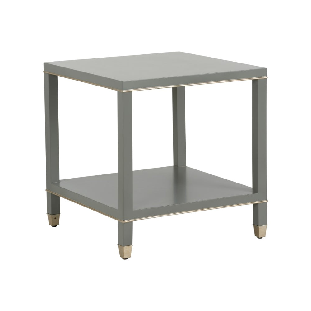 Chelsea House Jeza Gray Side Table With Antique Silver Leaf Accents — 26" Modern Minimalist Accent Table 370092