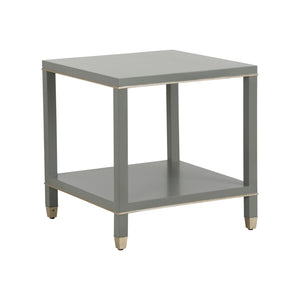Chelsea House Jeza Gray Side Table With Antique Silver Leaf Accents — 26" Modern Minimalist Accent Table 370092