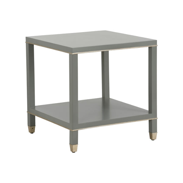 Chelsea House Jeza Gray Side Table With Antique Silver Leaf Accents — 26" Modern Minimalist Accent Table 370092