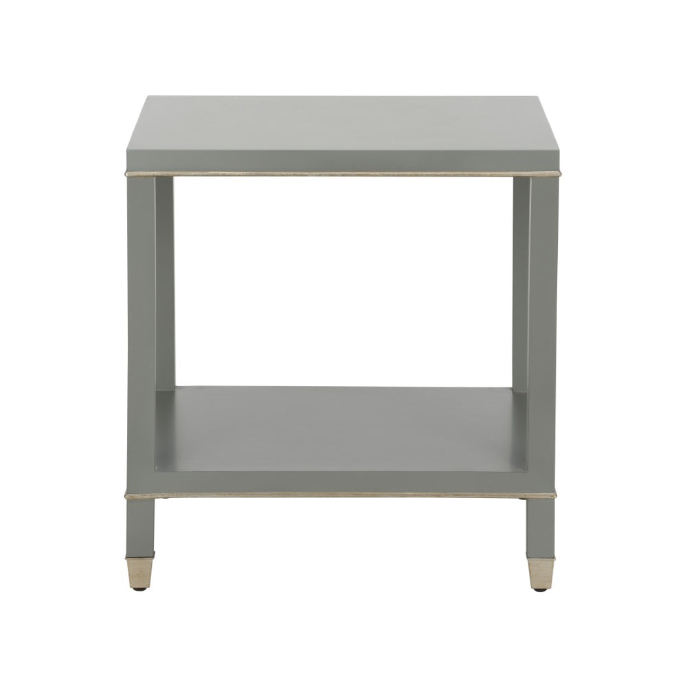 Chelsea House Jeza Gray Side Table With Antique Silver Leaf Accents — 26" Modern Minimalist Accent Table 370092