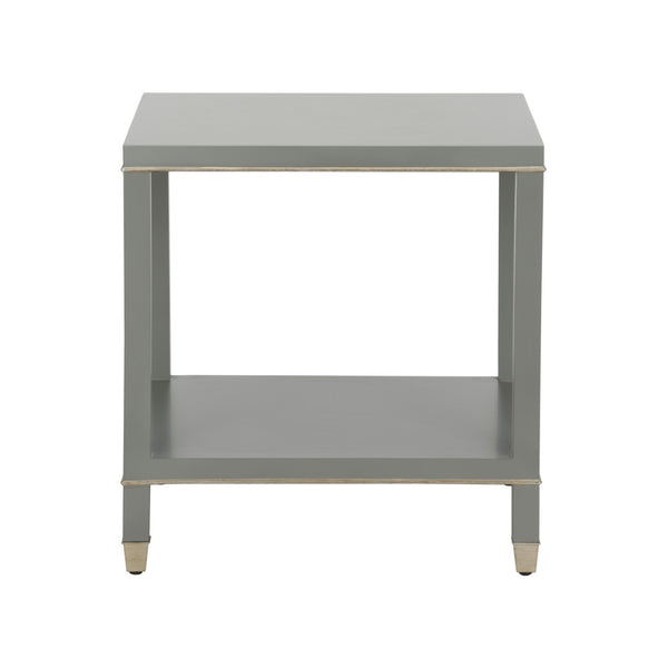Chelsea House Jeza Gray Side Table With Antique Silver Leaf Accents — 26" Modern Minimalist Accent Table 370092