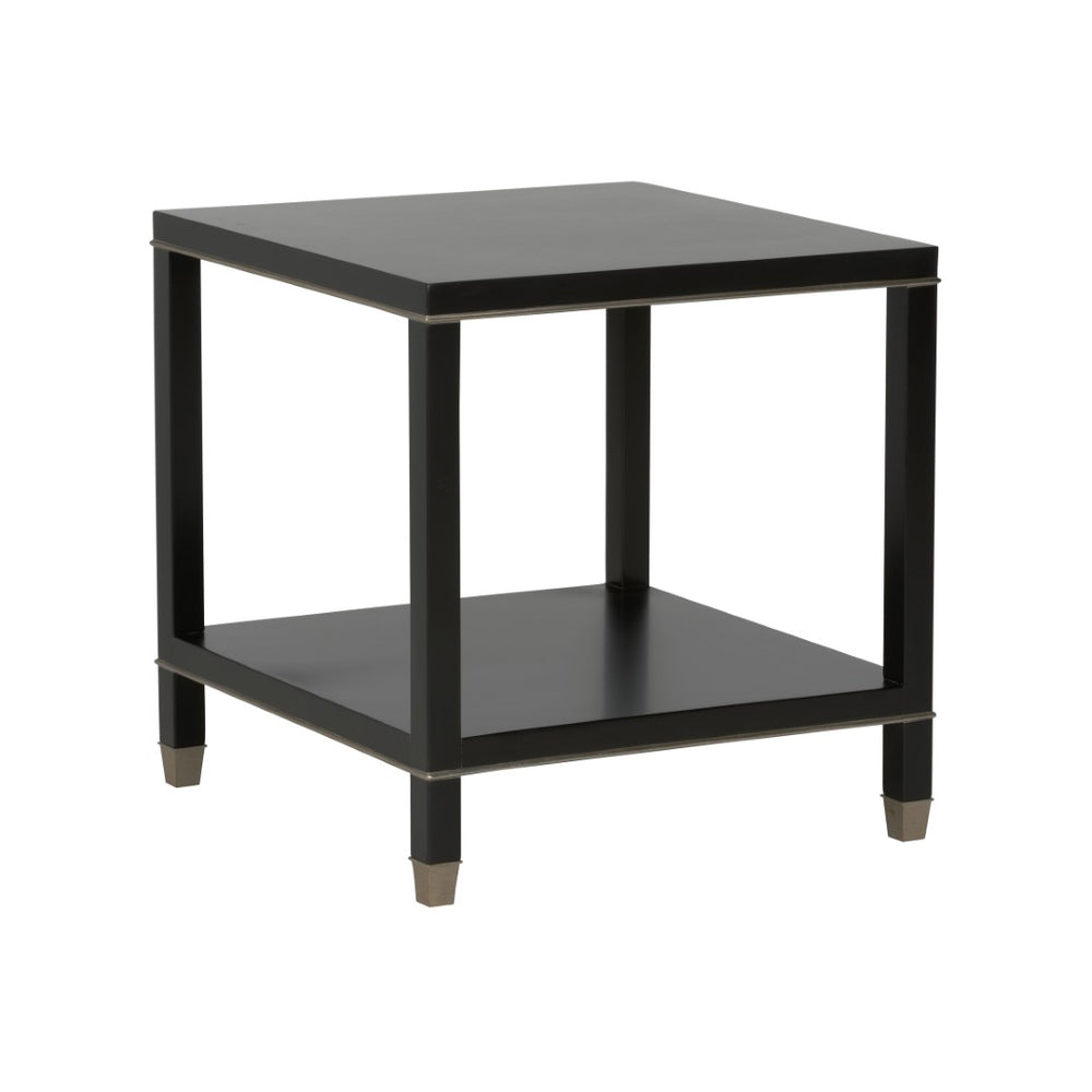 Chelsea House Jeza Minimalist Side Table With Metallic Silver Leaf Accents — 26" H Compact Modern Accent Table 370093