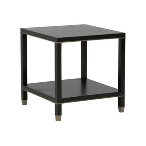 Chelsea House Jeza Minimalist Side Table With Metallic Silver Leaf Accents — 26" H Compact Modern Accent Table 370093