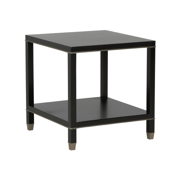 Chelsea House Jeza Minimalist Side Table With Metallic Silver Leaf Accents — 26" H Compact Modern Accent Table 370093