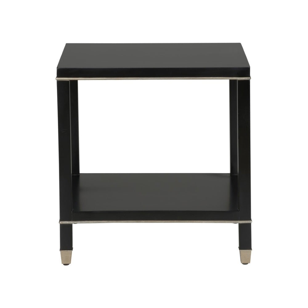 Chelsea House Jeza Minimalist Side Table With Metallic Silver Leaf Accents — 26" H Compact Modern Accent Table 370093
