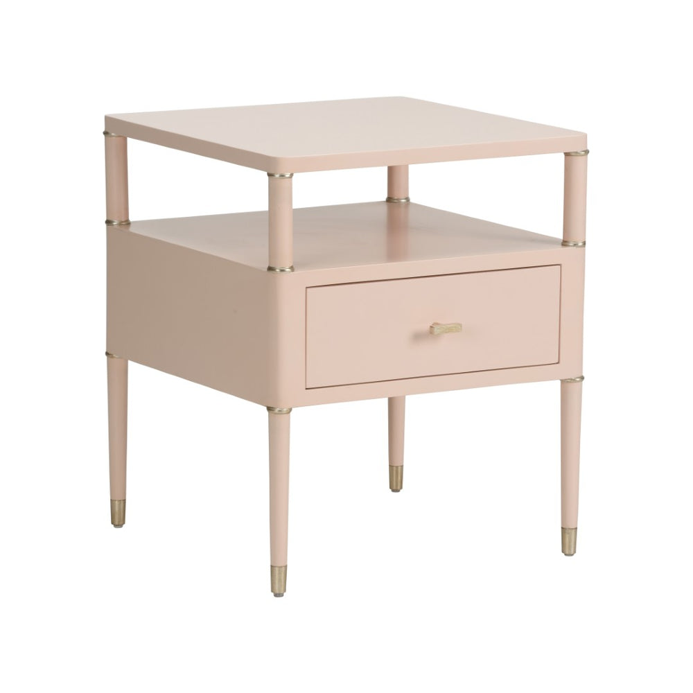 Chelsea House Landry Blush Side Table With Metallic Edges — Two-Tier Compact Square Design For Modern Glam Living 370095