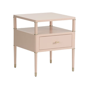 Chelsea House Landry Blush Side Table With Metallic Edges — Two-Tier Compact Square Design For Modern Glam Living 370095