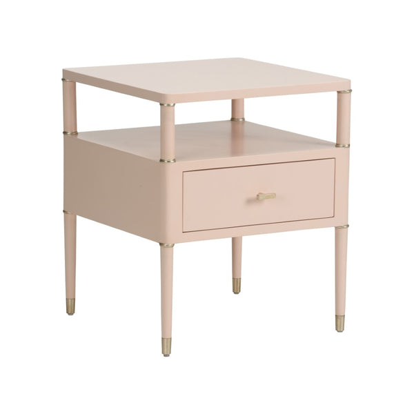 Chelsea House Landry Blush Side Table With Metallic Edges — Two-Tier Compact Square Design For Modern Glam Living 370095