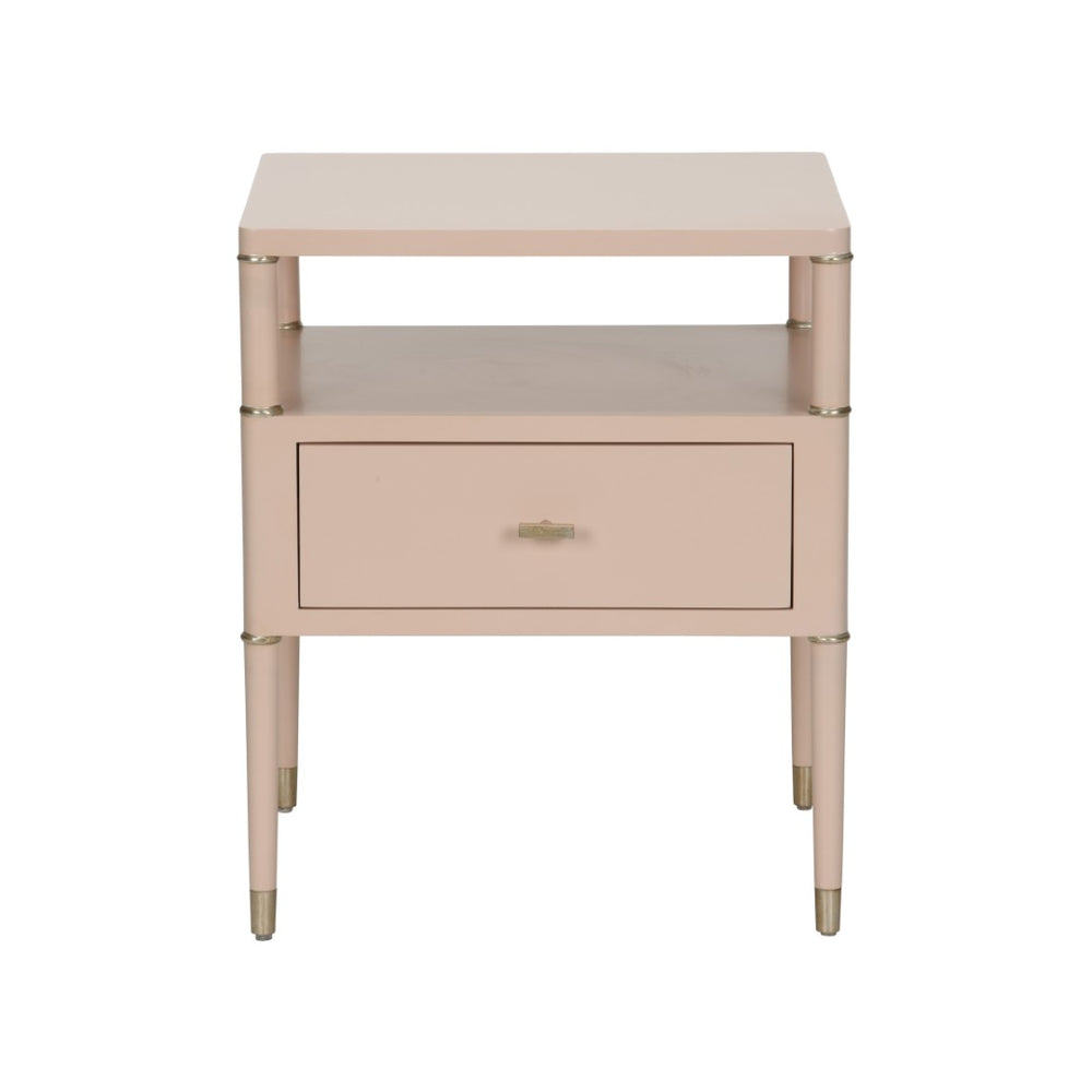 Chelsea House Landry Blush Side Table With Metallic Edges — Two-Tier Compact Square Design For Modern Glam Living 370095