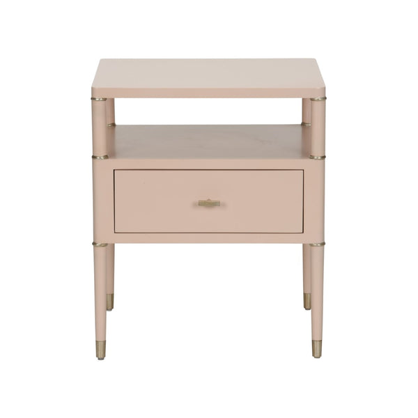 Chelsea House Landry Blush Side Table With Metallic Edges — Two-Tier Compact Square Design For Modern Glam Living 370095