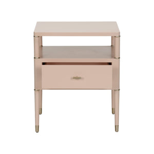 Chelsea House Landry Blush Side Table With Metallic Edges — Two-Tier Compact Square Design For Modern Glam Living 370095