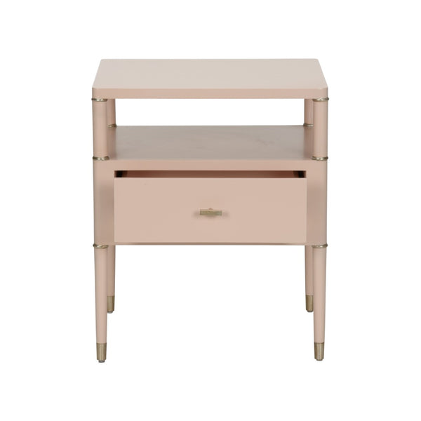 Chelsea House Landry Blush Side Table With Metallic Edges — Two-Tier Compact Square Design For Modern Glam Living 370095