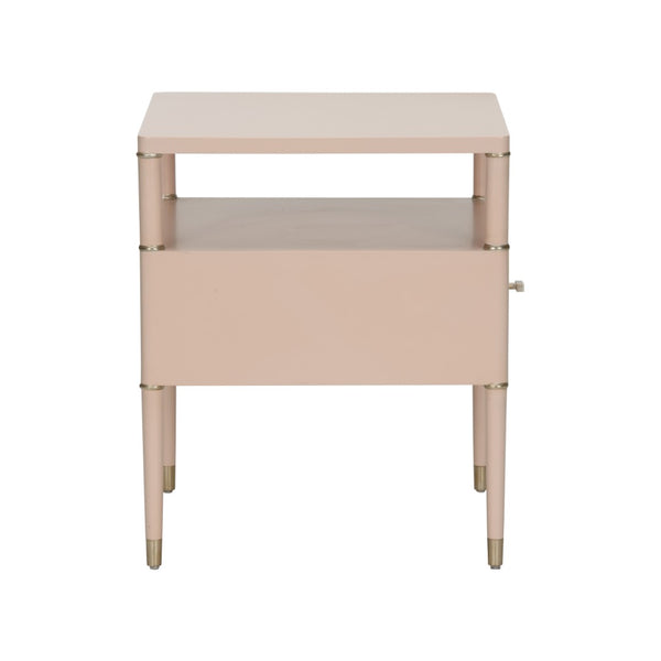 Chelsea House Landry Blush Side Table With Metallic Edges — Two-Tier Compact Square Design For Modern Glam Living 370095
