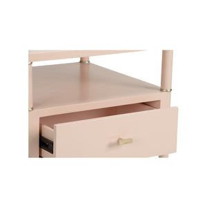Chelsea House Landry Blush Side Table With Metallic Edges — Two-Tier Compact Square Design For Modern Glam Living 370095