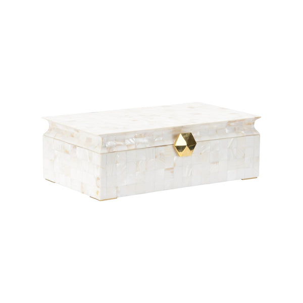 Chelsea House Arabelle Mother-Of-Pearl Treasure Box With Polished Brass Accents — Elizabeth Wicker Keepsake Accent Piece 370104