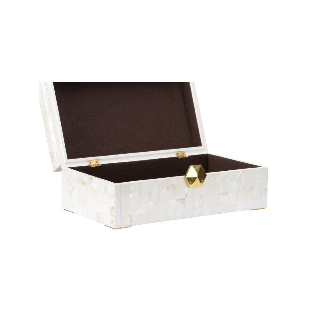 Chelsea House Arabelle Mother-Of-Pearl Treasure Box With Polished Brass Accents — Elizabeth Wicker Keepsake Accent Piece 370104