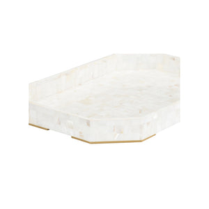 Chelsea House Dasanti Mother-Of-Pearl Tray With Polished Brass Handles — 20.5" X 14" Designer Elizabeth Wicker Elegance 370105