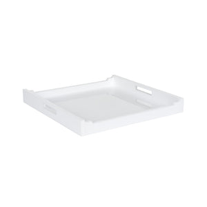 Chelsea House Hanson Square Tray In White Lucite — 24" Chippendale-Inspired Butler Tray With Open Handles, Chic Centerpiece 370107