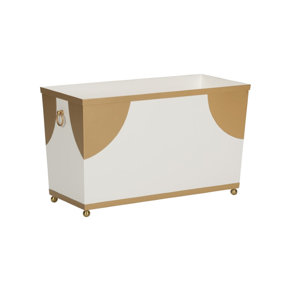Chelsea House Plais Wide Planter Matte White With Gold Trim — Galvanized Steel, Indoor/Outdoor Durable Elegance 370113