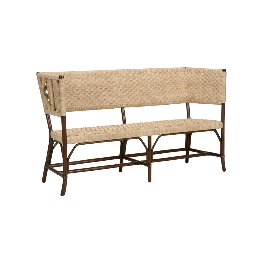 Chelsea House Wrightsburg Bench Brown — Handwoven Abaca Rope Basketweave Seating, Coastal Texture & Designer Craftsmanship 370116
