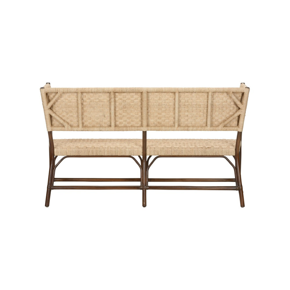 Chelsea House Wrightsburg Bench Brown — Handwoven Abaca Rope Basketweave Seating, Coastal Texture & Designer Craftsmanship 370116