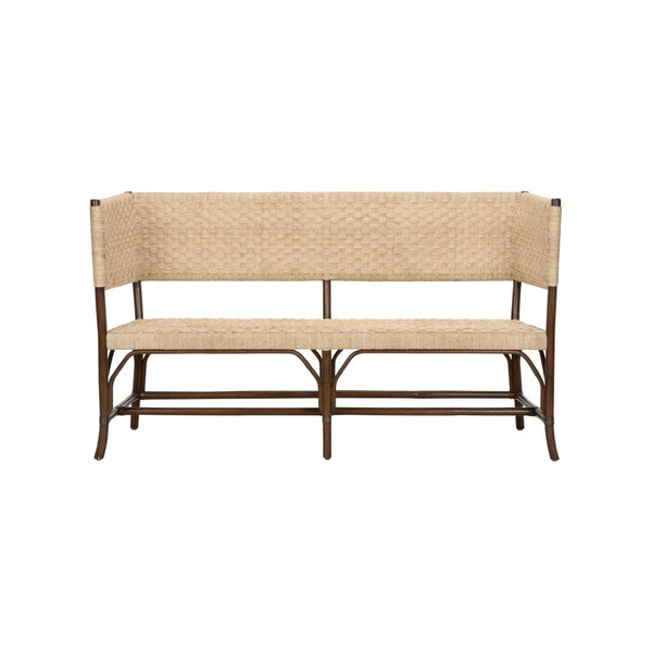 Chelsea House Wrightsburg Bench Brown — Handwoven Abaca Rope Basketweave Seating, Coastal Texture & Designer Craftsmanship 370116