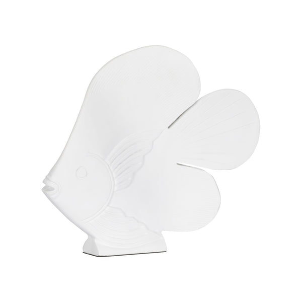 Chelsea House Angel Fish Matte White Resin Coastal Sculpture — 11.5" Tall Stylish Mantel Accent For Nautical Homes 370128