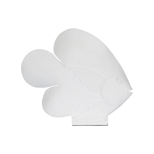 Chelsea House Angel Fish Matte White Resin Coastal Sculpture — 11.5" Tall Stylish Mantel Accent For Nautical Homes 370128