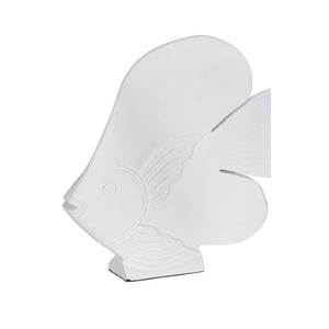 Chelsea House Angel Fish Matte White Resin Coastal Sculpture — 11.5" Tall Stylish Mantel Accent For Nautical Homes 370128
