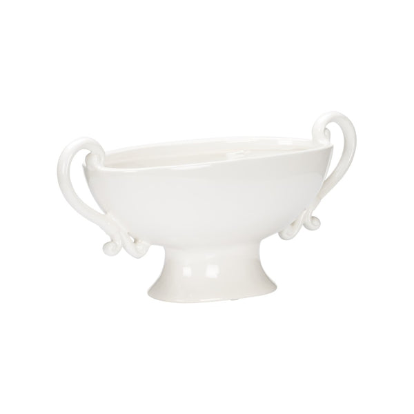 Chelsea House Riddle Ceramic Serving Bowl White — 15.5" Curved Silhouette For Salad, Fruit & Elegant Home DéCor 370139