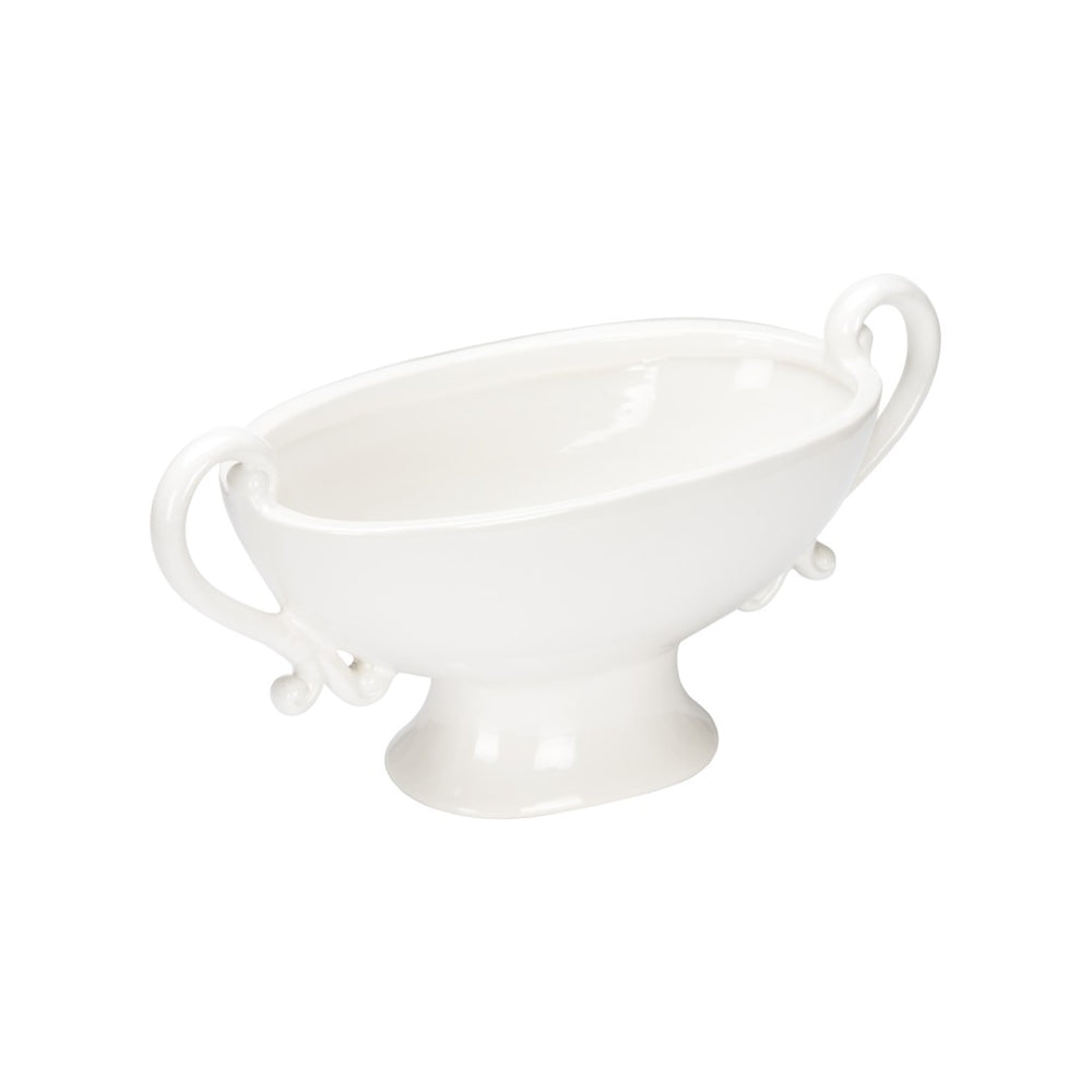 Chelsea House Riddle Ceramic Serving Bowl White — 15.5" Curved Silhouette For Salad, Fruit & Elegant Home DéCor 370139
