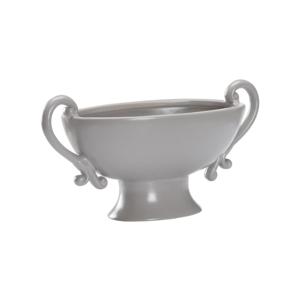 Chelsea House Riddle Ceramic Bowl In Gray — 15.5" Elegant Curved Centerpiece For Serving, Display & Entertaining 370140