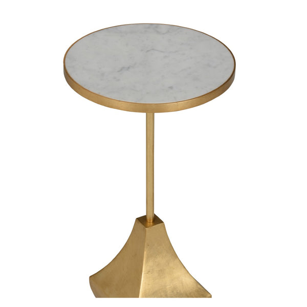 Chelsea House Essex White Marble Drinks Table With Aged Brass Base — Compact 24" Accent Side Table For Living Rooms 370145
