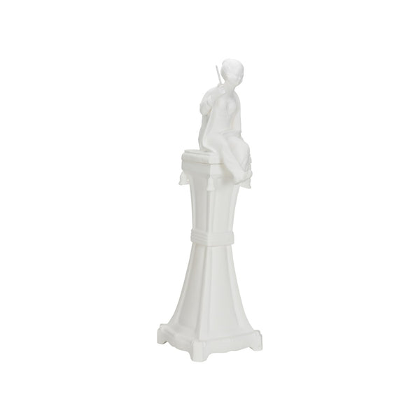 Chelsea House Chinoserie Matte White Woman On Pedestal By Bill Cain — Italian Ceramic Sculpture, Elegant Focal Point 370149