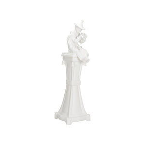 Chelsea House Chinese Seated Man Sculpture In Matte White Glaze By Bill Cain — Italian Ceramic Focal Art Piece, 69" 370150