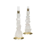 Rock Crystal Candlestands - Pair Pink, Gold 370157 Chelsea House