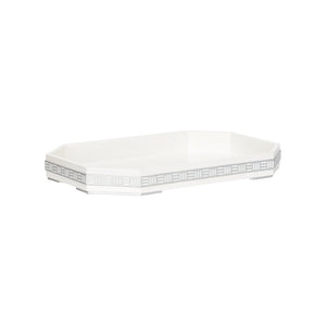 Chelsea House Ambrose White & Gold Art Deco Tray By Elizabeth Wicker — Rectangular Serving Centerpiece, 20.25" X 14" 370159