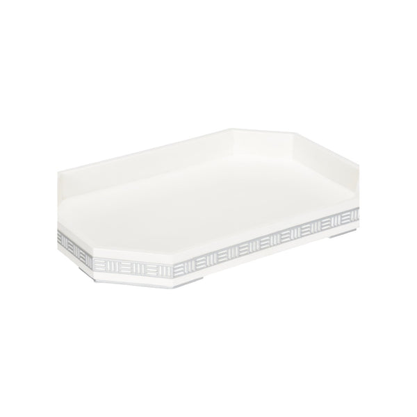 Chelsea House Ambrose White & Gold Art Deco Tray By Elizabeth Wicker — Rectangular Serving Centerpiece, 20.25" X 14" 370159