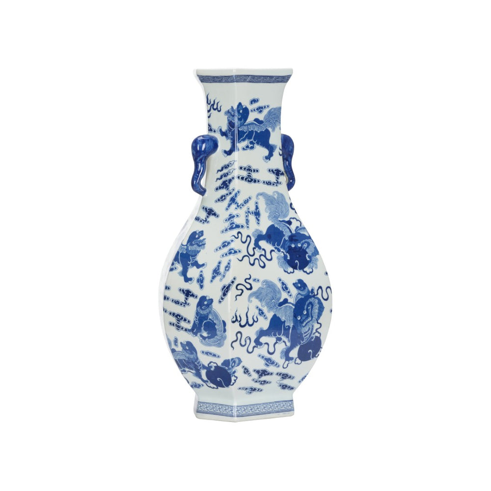 Chelsea House Shi Porcelain Dragon Vase 22.5" Blue-And-White Chinoiserie Accent For Mantel, Table, Collector's Art 370164