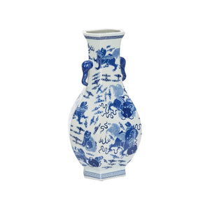 Chelsea House Shi Porcelain Dragon Vase 22.5" Blue-And-White Chinoiserie Accent For Mantel, Table, Collector's Art 370164