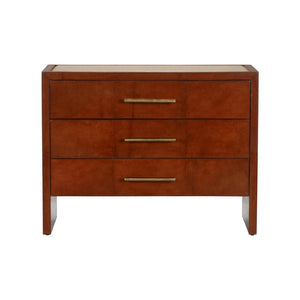 Chelsea House Santino Cognac Leather 3-Drawer Chest With Travertine Top — Spacious, Crafted Storage For Bedrooms 370174