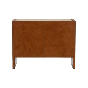 Chelsea House Santino Cognac Leather 3-Drawer Chest With Travertine Top — Spacious, Crafted Storage For Bedrooms 370174