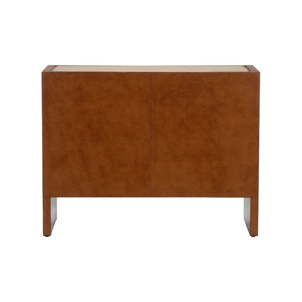 Chelsea House Santino Cognac Leather 3-Drawer Chest With Travertine Top — Spacious, Crafted Storage For Bedrooms 370174