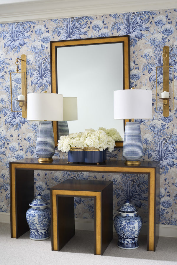 Chelsea House Baldwin Mahogany End Table With Antique Gold Leaf Accents — Jamie Merida Design, Compact Elegance 370178