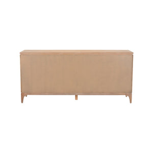 Chelsea House Lando Oak Cabinet With White Stone Doors — Contemporary 73" Wide Storage Piece For Entry, Dining, Living Spaces 370189