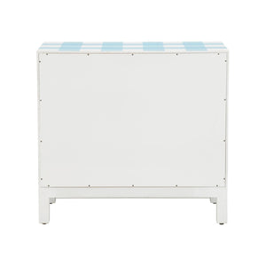 Chelsea House Gracious Raffia Chest In Blue-And-White Plaid By Jamie Merida — Coastal Chic Storage With Gold Leaf Pulls And 3 Drawers 370190