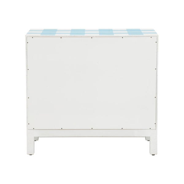 Chelsea House Gracious Raffia Chest In Blue-And-White Plaid By Jamie Merida — Coastal Chic Storage With Gold Leaf Pulls And 3 Drawers 370190