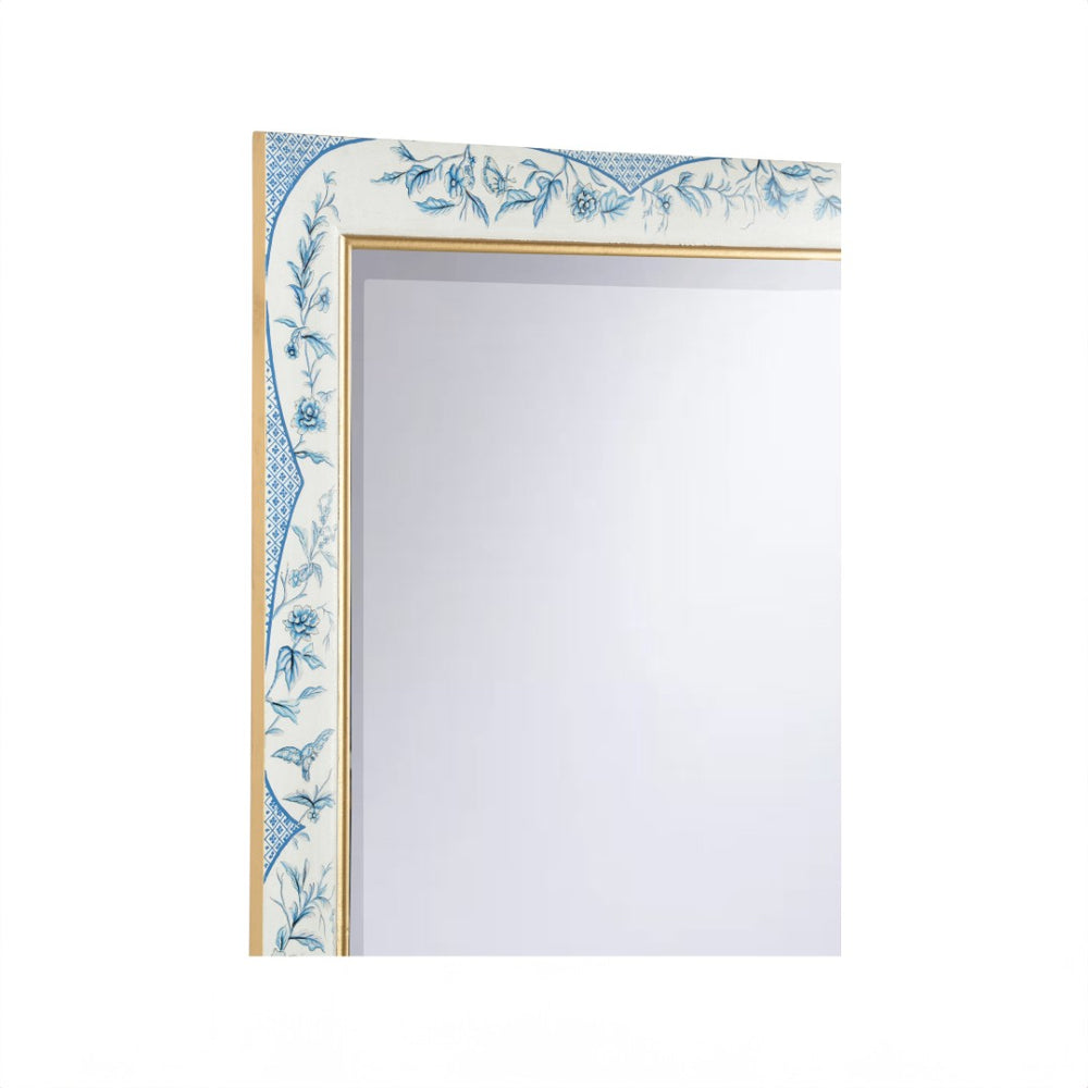 Chelsea House Bagatelle Hand-Painted Blue & White Mirror With Beveled Glass, 48X36 Wooden Frame For Coastal Decor 370202