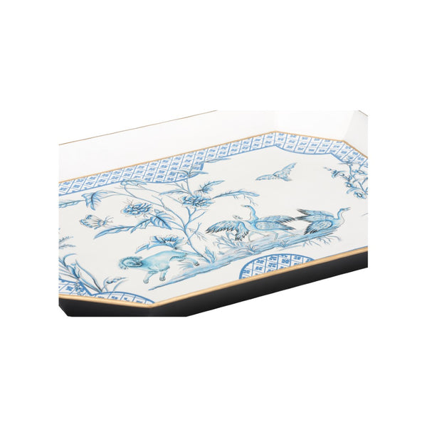Chelsea House Bagatelle Hand-Painted Blue & White Metal Tray — Porcelain-Inspired Serving, Display & Centerpiece Decor 370204
