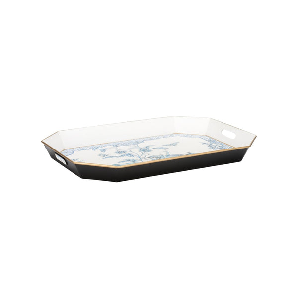 Chelsea House Bagatelle Hand-Painted Blue-And-White Tray Ii — Porcelain-Inspired Metal Serving & Decorative Accent 370205